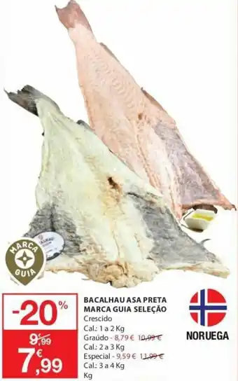 E.Leclerc Bacalhau Asa Preta Marca Guia Seleção 1 a 2kg promoção