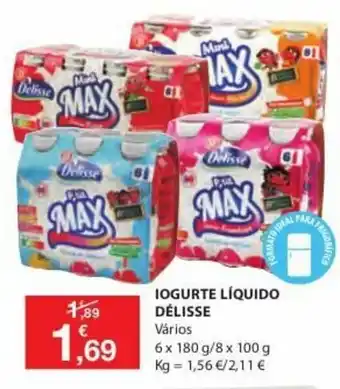 E.Leclerc Iogurte Líquido Délisse 6 x 80g/ 8 x 100g promoção