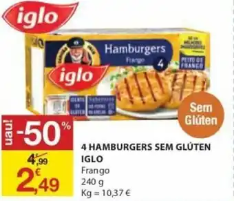 E.Leclerc 4 Hamburgers Sem Glúten Iglo 240g promoção