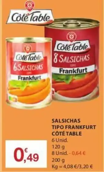 E.Leclerc Salsichas Tipo Frankfurt Côté Table 120g promoção