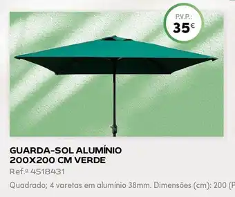 Continente GUARDA-SOL ALUMÍNIO 200X200 CM VERDE promoção