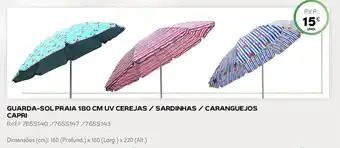 Continente GUARDA-SOL PRAIA 180 CM UV CEREJAS / SARDINHAS / CARANGUEJOS promoção