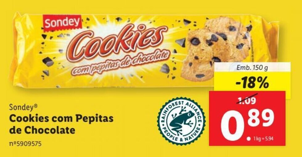 Promo O Sondey Cookies Com Pepitas De Chocolate Em Lidl