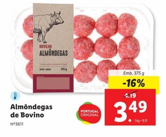 Lidl Almôndegas de Bovino Emb. 375 g promoção