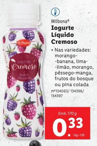 Lidl Milbona® Iogurte Líquido Cremoso promoção