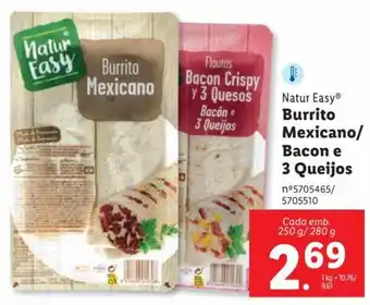 Lidl Natur EasyⓇ Burrito Mexicano/ Bacon e 3 Queijos promoção