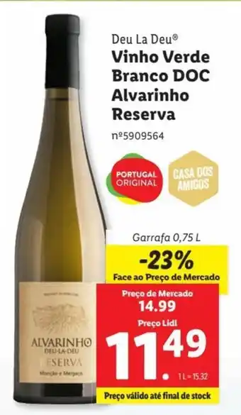 Lidl DEU-LA-DEU Vinho Verde Branco DOC Alvarinho Reserva promoção
