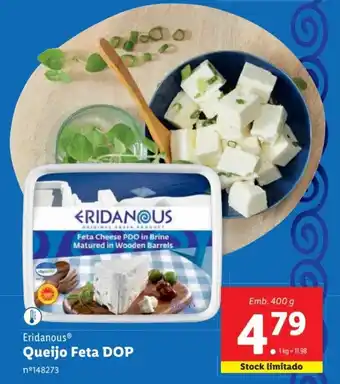 Lidl Eridanous® Queijo Feta DOP Emb. 400 g promoção