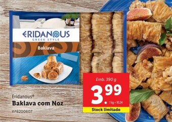 Lidl Eridanous Baklava com Noz Emb. 390 g promoção