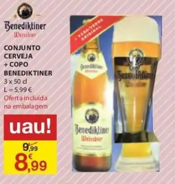 E.Leclerc Conjunto Cerveja + Copo Benediktiner 3x50cl promoção