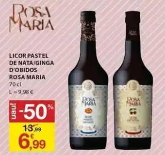 E.Leclerc Licor Pastel de Nata/Ginga D'O Bidos Rosa Maria 70cl promoção