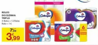 E.Leclerc Rolos de Cozinha Triplo 4 Rolos promoção