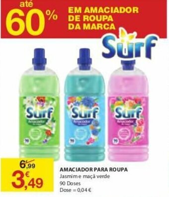 Amaciador Para Roupa Surf 90 Doses