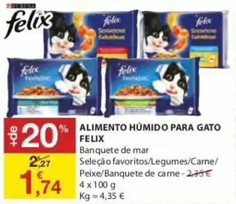 E.Leclerc Alimento Húmido Para Gato Felix 4x100g promoção