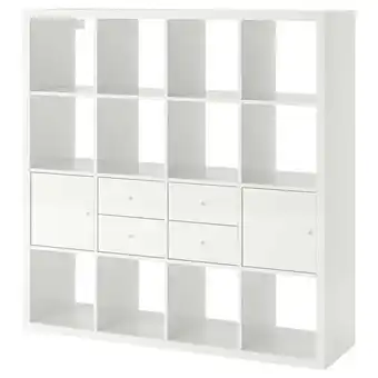 IKEA Kallax estante c/4 acessórios, branco/brilh, 147x147 cm promoção