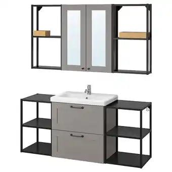 IKEA Enhet / tvällen móvel casa de banho, conj18, cinz estrutura/antracite pilkån torneira, 140x43x65 cm promoção