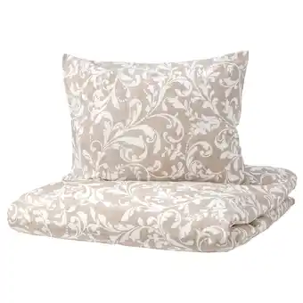 IKEA Vårbräcka capa de edredão+fronha, bege/branco, 150x200/50x60 cm promoção