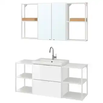 IKEA Enhet / tvällen móvel casa de banho, conj18, brilh branco/branco glypen torneira, 140x43x65 cm promoção