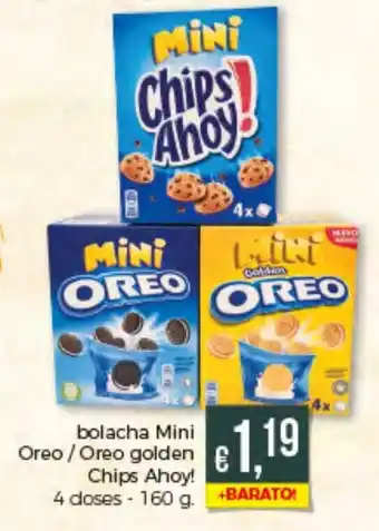 Bolama Bolacha Mini Oreo/ Oreo Golden Chips Ahoy! 4 Doses - 160g promoção