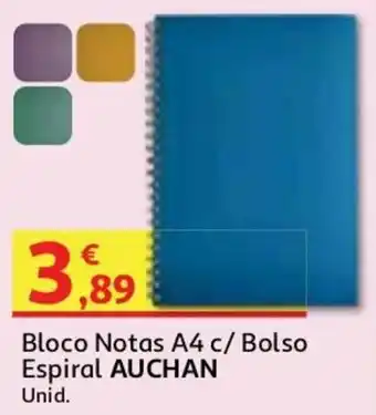 Auchan Bloco Notas A4 c/ Bolso Espiral Auchan promoção