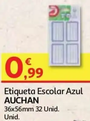 Auchan Etiqueta Escolar Azul Auchan 36x56mm 32 Unid promoção