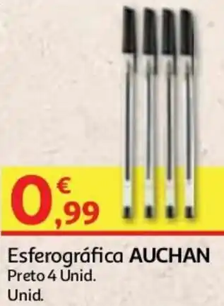 Esferográfica Auchan Preto 4 Unid
