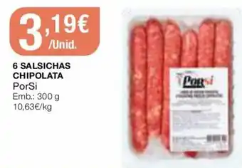 Intermarché 6 Salsichas Chipolata PorSi 300g promoção