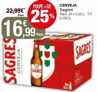 Intermarché Cerveja Sagres 24 x 0,33L promoção