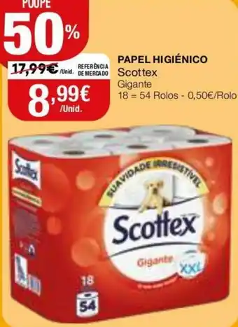 Intermarché Papel Higiénico Scottex Gigante 18=54 Rolos promoção