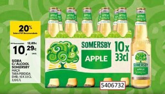 Continente SIDRA C/ ALCOOL SOMERSBY MAÇÃ TARA PERDIDA EMB.: 10X 33 CL promoção