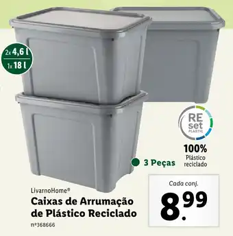 Lidl LivarnoHome Caixas Arrumação de Plástico Reciclado 3 Peças promoção