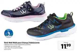 Lidl Ténis Well Walk para Criança/Adolescente 24 ao 37 promoção