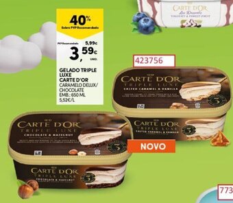 Continente GELADO TRIPLE LUXE CARTE D'OR CARAMELO DELUX/ CHOCOLATE EMB.: 650 ML promoção