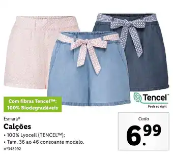 Lidl Calções 36 ao 46 promoção