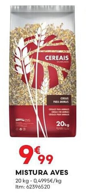 Bricomarché MISTURA AVES 20 kg - 0,4995€/kg Itm: 62396520 promoção