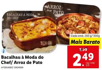Lidl Bacalhau à Moda do Chef/ Arroz de Pato 250g/300g promoção