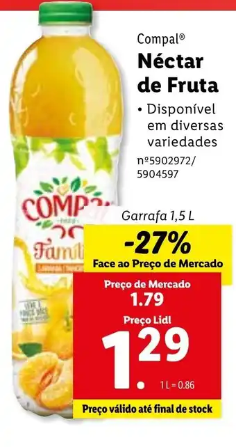 Lidl Néctar de Fruta Compal 1,5L promoção