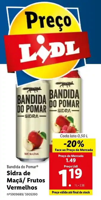 Lidl Bandida do Pomar Sidra de Maçã/Frtuos Vermelhos 0,50L promoção