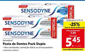 Lidl Pasta de Dentes Pack Duplo Sensodyne 2 x 75ml promoção