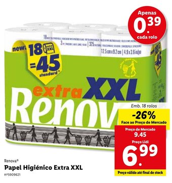 Lidl Renova Papel Higiénico Extra XXL 18 Rolos promoção