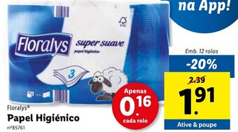 Lidl Floralys Papel Higiénico 12 Rolos promoção