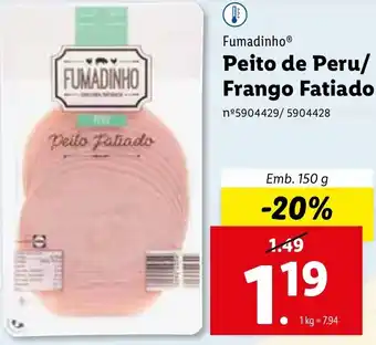 Lidl Fumadinho Peito de Peru/ Frnago Fatiado 150g promoção