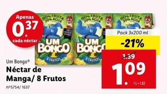 Um Bongo Néctar de Manga/ 8 Frutos 3x200ml