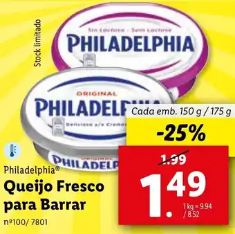 Lidl Philadelphia Queijo Fresco para Barrar 150g/175g promoção