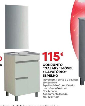 Bricomarché CONJUNTO "GALARY" MÓVEL + LAVATÓRIO+ ESPELHO promoção