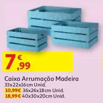 Auchan Caixa Arrumação Madeira 33x22x16cm promoção