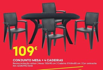 Bricomarché CONJUNTO MESA + 4 CADEIRAS Resina imitação rattan promoção