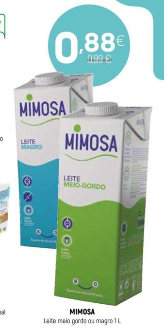 Coviran MIMOSA Leite meio gordo ou magro 1 L promoção