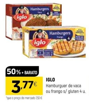 Coviran IGLO Hamburguer de vaca ou frango s/ gluten 4 u. promoção