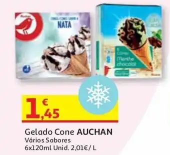 Auchan Gelado Cone Auchan 6x120ml promoção